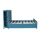 preview thumbnail 12 of 27, Full Size Platform Kids Bed Frame with Storage Shelves, 4-Drawers & Elegant Headboard for Modern Style and Functionality, Blue