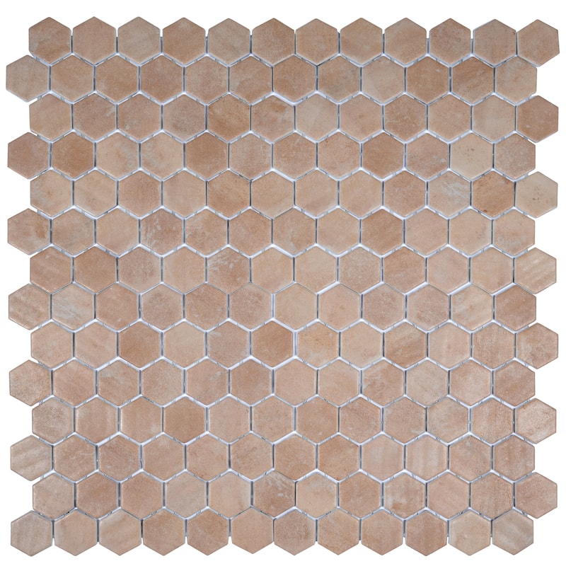 Lucenza 12x12 in. Matte Recycled Glass Hexagon Mosaic Wall and Floor Tile (5.28 sq ft/case, 6-Pack) - Clay Beige