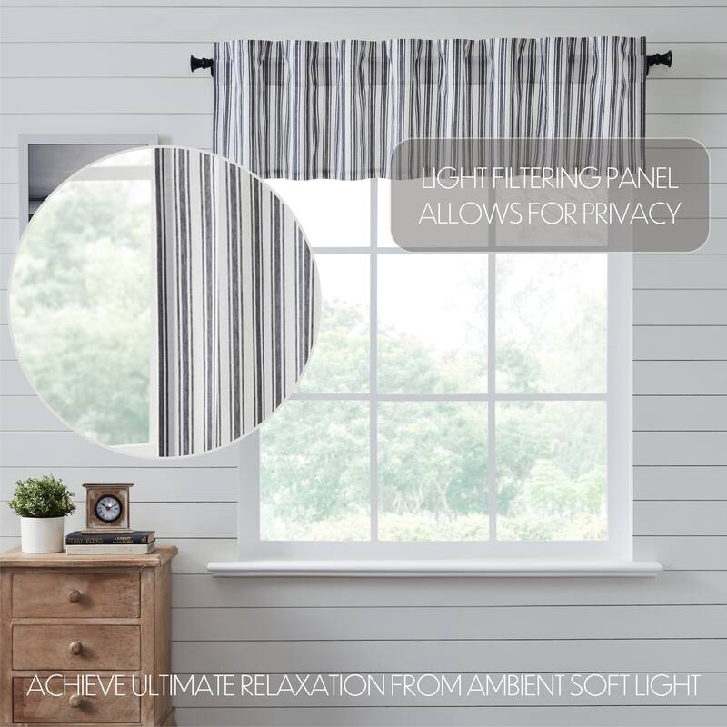 Sawyer Mill Black Ticking Stripe Valance 16x90 - M