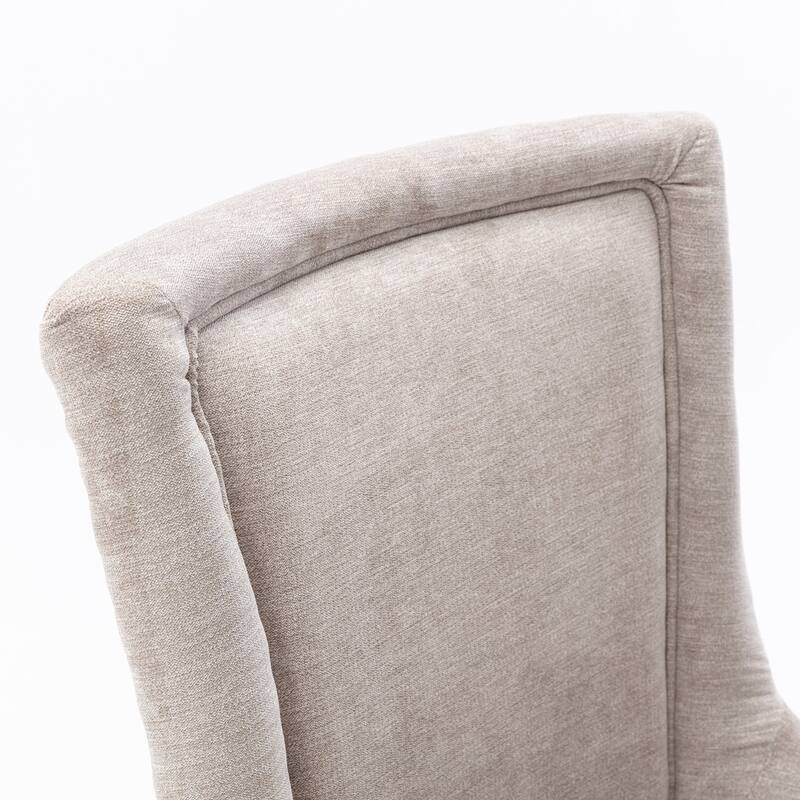 Ultra Side Dining Chair with Thickened Fabric and Solid Wood Legs, Bronze Nail Head, Set of 2