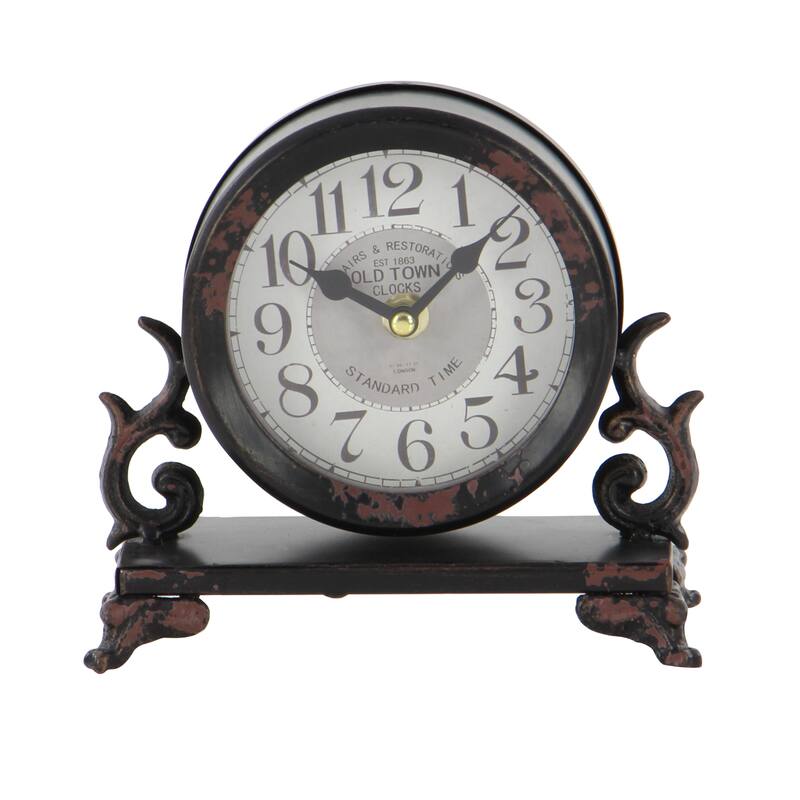 Metal Scroll Clock - Set of 2 Black - Roche River Decor - 3"W x 7"L x 7"H