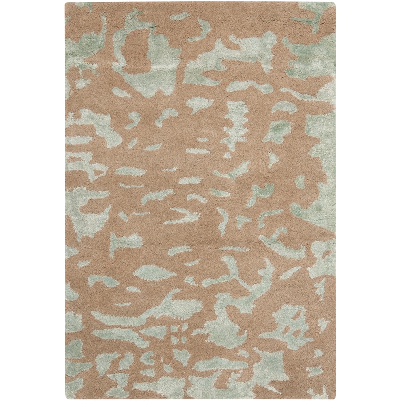 SAFAVIEH Handmade Soho Sural N.Z. Wool Rug - 2' x 3' - Taupe/Light Blue