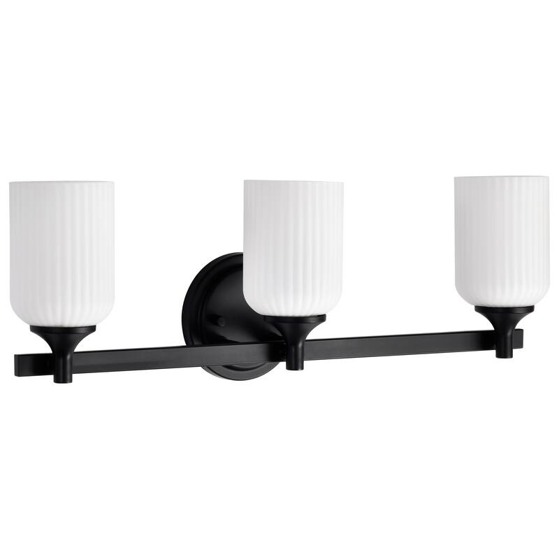 Solara 3 Light Vanity Matte Black Finish Frosted Ribbed Glass - Matte Black