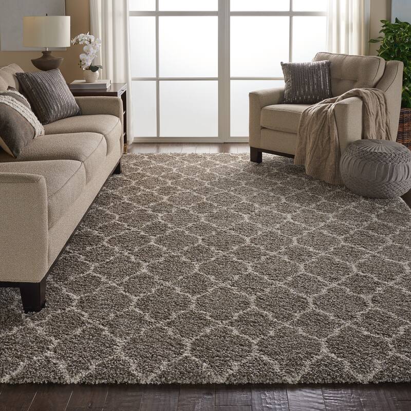 Nourison Amore Shag Area Rug - Beige/Grey - 7' 10" x 10' 10" - Rectangle