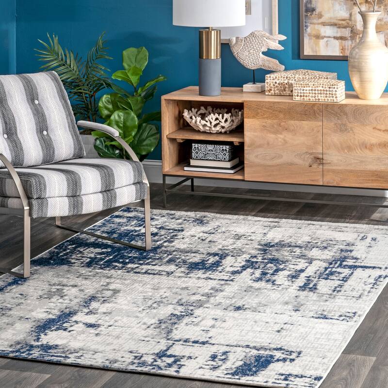 Nuloom Madalynn Abstract Modern Area Rug - 6' 7" x 8' 6" - Silver - Rectangle