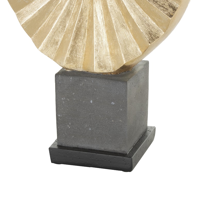 Polystone Dancer Ballet Decorative Sculpture with Elevated Black Base - Gold - Roche River Decor
