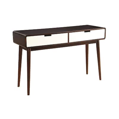 Beautiful Sofa Table With 2 Drawers, Espresso & White