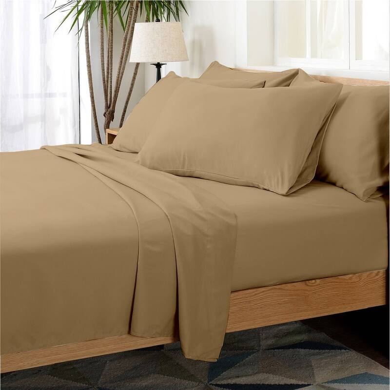 Hotel Collection Rayon derived from Bamboo Bed Sheet Set - 6 Piece - Full - Khaki