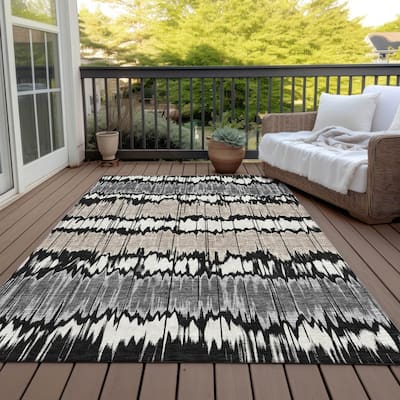 Machine Washable Indoor/ Outdoor Chantille Abstract Ombre Rug
