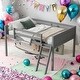 preview thumbnail 1 of 7, Full Size Low Loft Bed with Convertible Ladder and Safety Guaranteed Grey