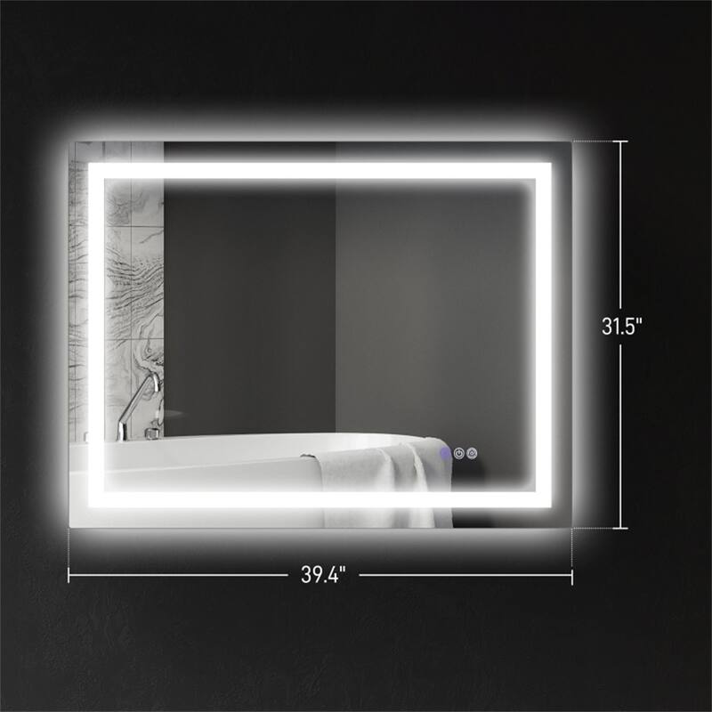 Clear Glass LED Vanity Mirror with Aluminum Frame, Defog and Touch Control