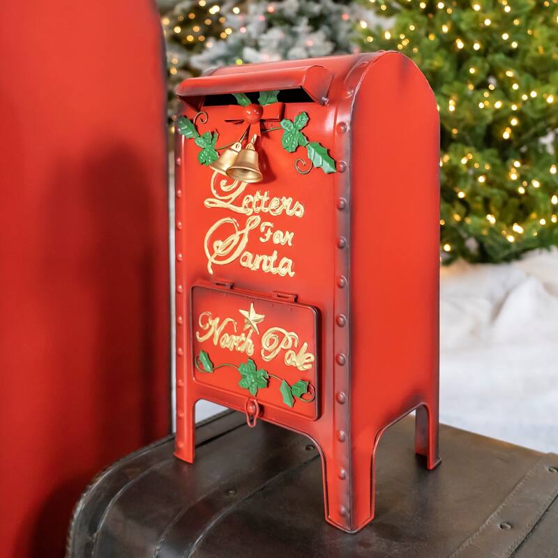 Set of 3 "Letters to Santa" Mailboxes - Red - Large