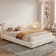preview thumbnail 7 of 94, Upholstered Platform Bed with Curve-Shaped Design Headboard