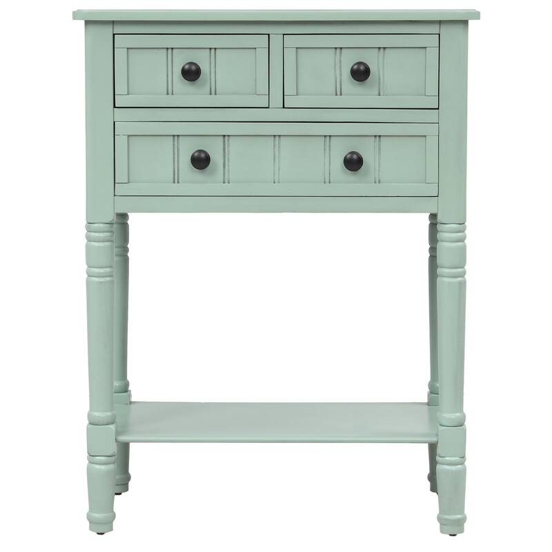 Narrow Console Table, Slim Sofa Table with Three Storage Drawers and Bottom Shelf