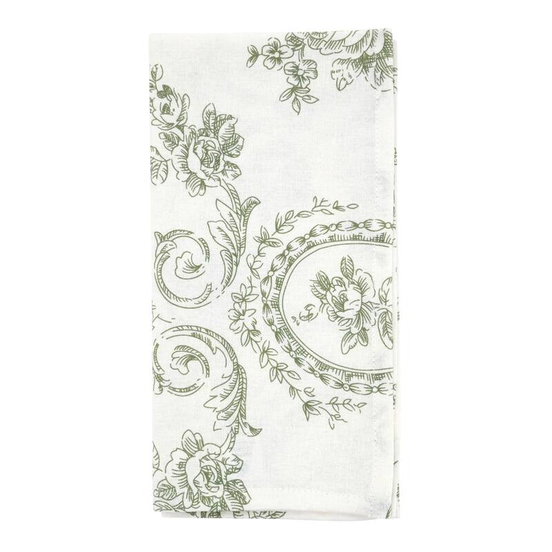 Linen Blend Decorative Napkins (Set of 4) - Botanical Pattern for Dining and Entertaining, 20"x20" - Olive - Set of 4