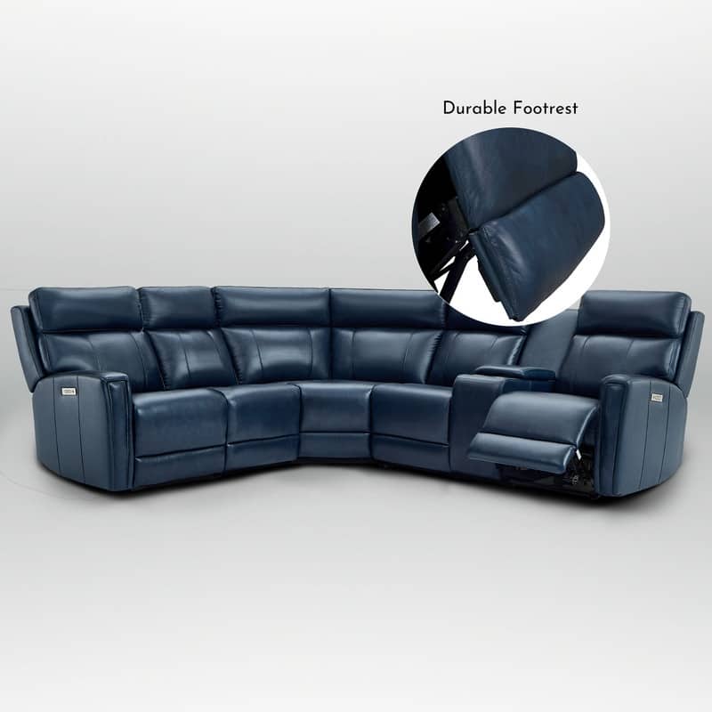 104" W Genuine Leather Power Recliner Sectional Sofa with Zero Gravity, Ajustable Headrest, USB Ports & Console