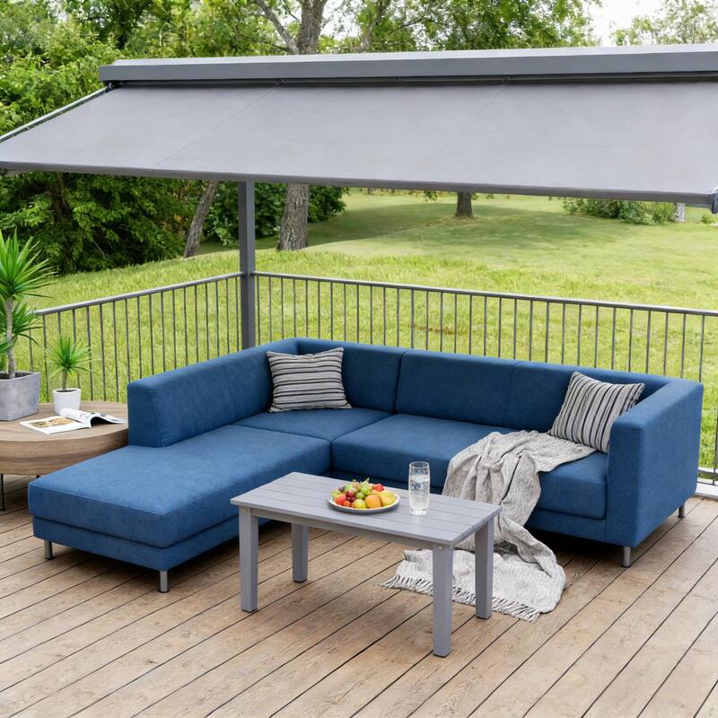 GDFStudio - Elias Modern Patio Rectangle Coffee Table for Relaxed Outdoor Living(Only table)