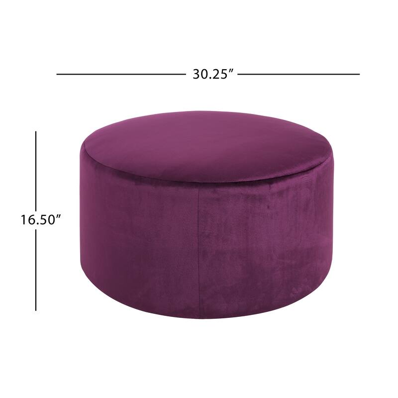 Upholstered Round Ottoman,PU Leather