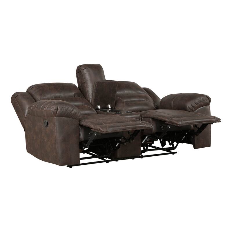 Alonzo 81" Polished Microfiber Manual Double Reclining Loveseat