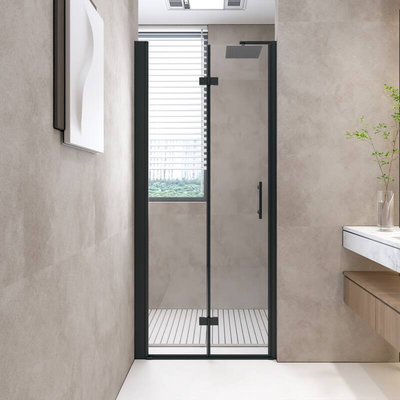 Bifold Shower Door Tempered Glass Aluminum Frame