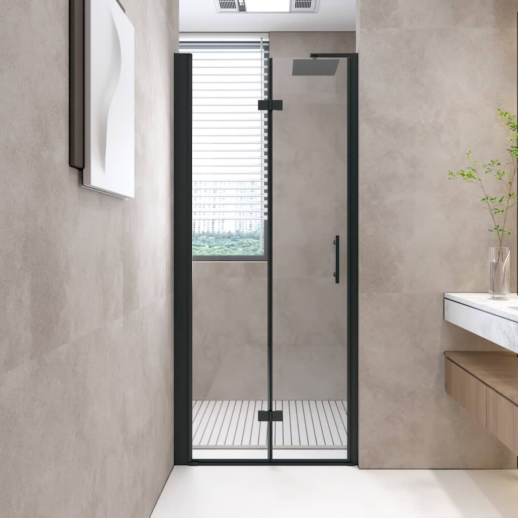 Bifold Shower Door Tempered Glass Aluminum Frame