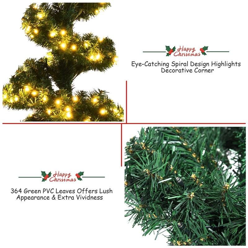 4FT Pre-lit Spiral Artificial Christmas Entrance Tree w/ Lights &