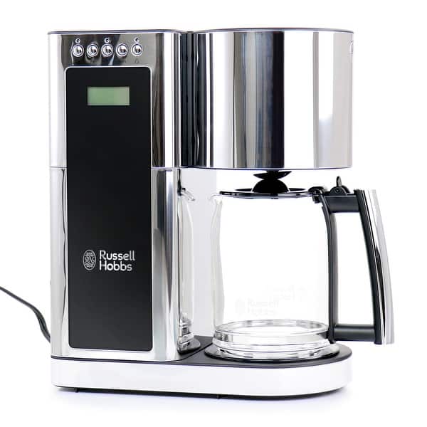 Modern Sleek Chrome Glass Coffeemaker - 8 Cup Brewing Capacity - Black