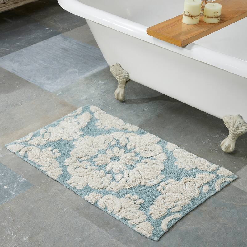 Better Trends Medallion Collection 100% Cotton 2-Pc Set Bathroom Rugs-Soft & Super Absorbent, Non-Skid Latex, Machine Washable