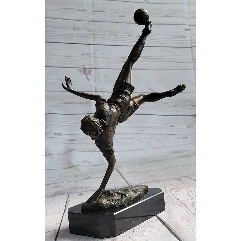 Soccer Trick Shot Bronze Statue Sculpture Trophy Athletic Decor Gift Original Art 14 Inches X 10 Inches
