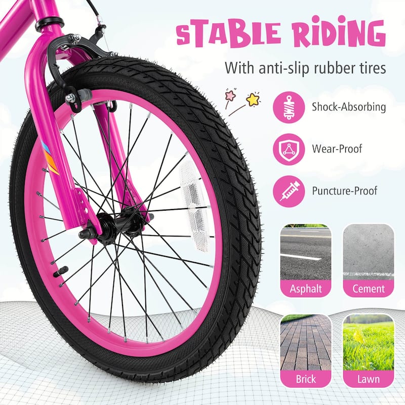 Costway 18" LED Lighted Kids Bike with Adjustable Seat Coaster Brake - See Details