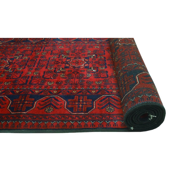 Khamyab Nigaar Red/Navy Runner - 2'7" x 12'9"