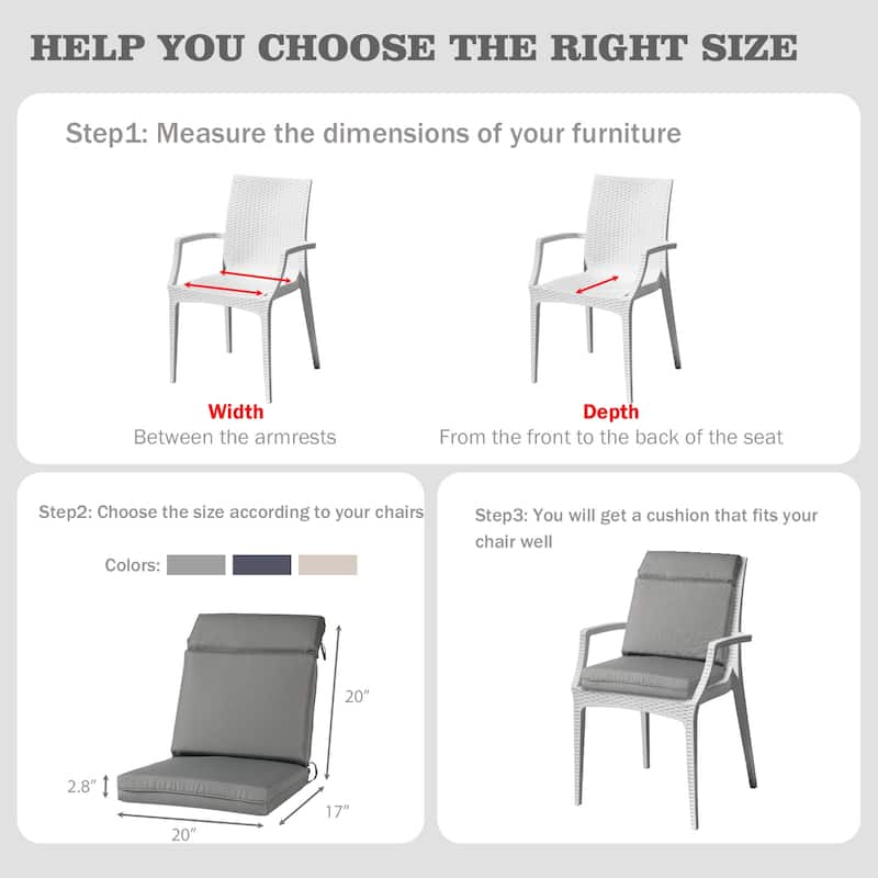 Aoodor 4Pcs Outdoor Cartridge High Back Dining Chair Cushion Set