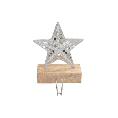 Christmas Star Stocking Hanger Silver Diamond
