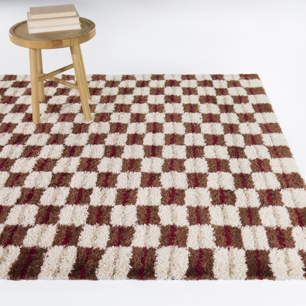 Bateman Modern Checkered Shag Area Rug