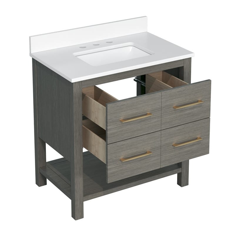 30-Inch Bathroom Vanity with Single Sink – Wood Grain Finish, Space-Saving