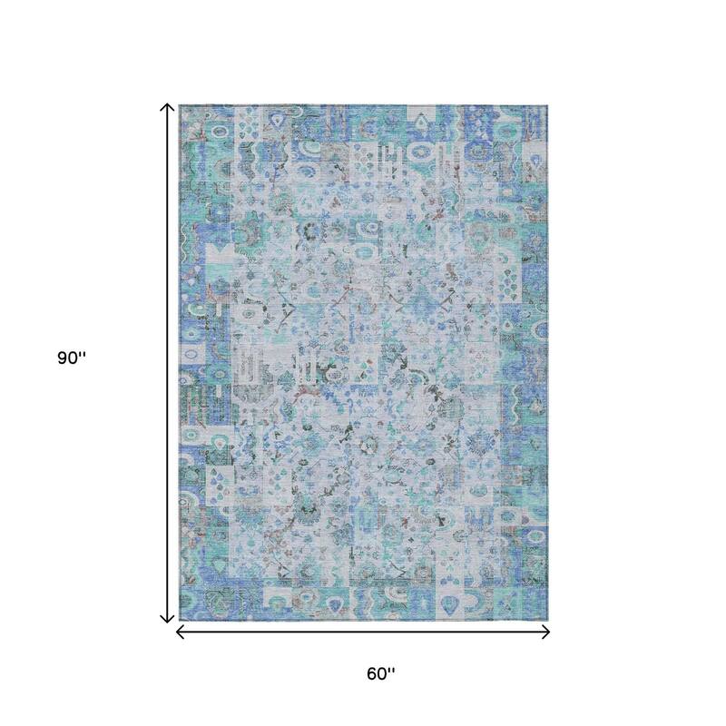 HomeRoots Patchwork Traditional Rectangle Outdoor Rug