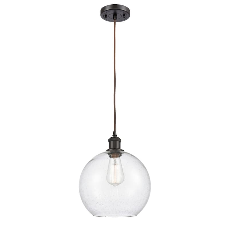 Innovations Lighting Large Athens 10" Wide Mini Pendant - Cord - Oil Rubbed Bronze / Seedy