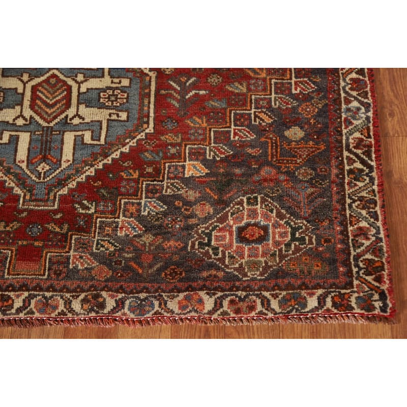Shiraz Persian Vintage Area Rug Bedroom Handmade Wool Carpet - 3'7"x 5'0"