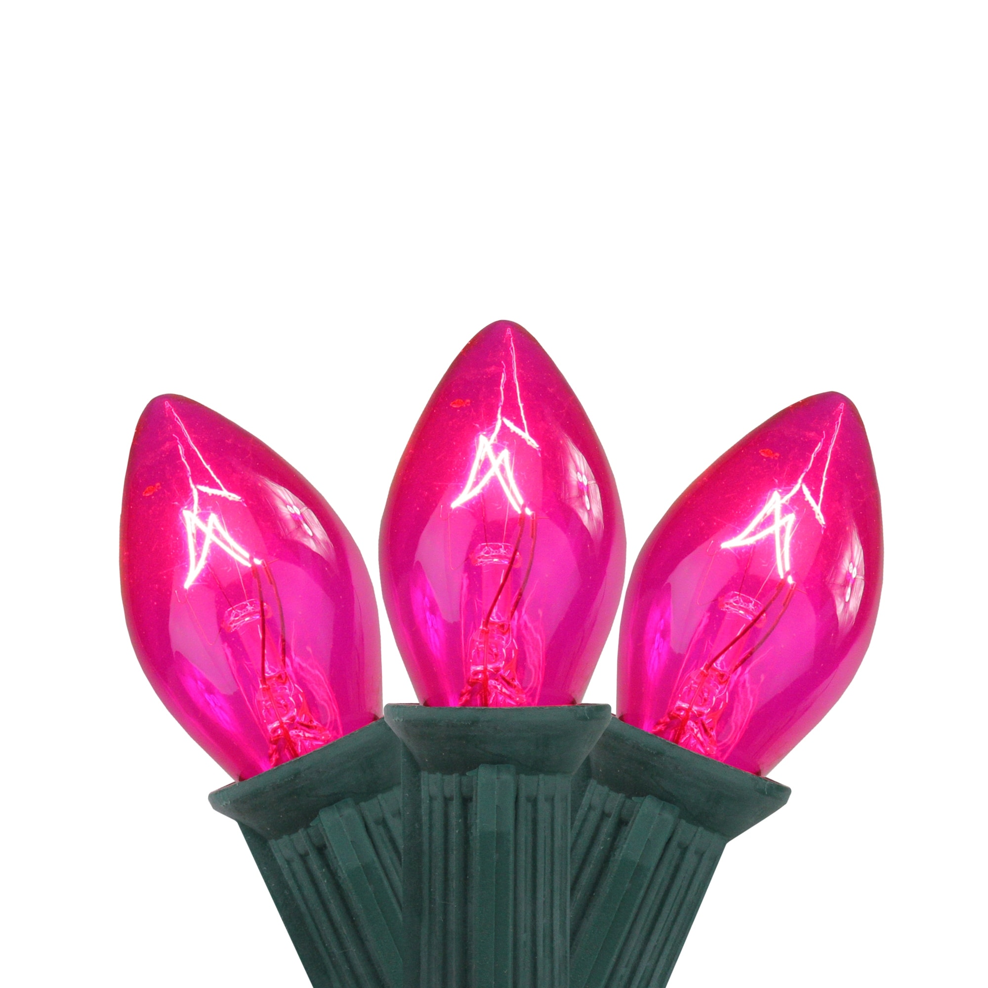 25-Count Pink C7 Christmas Light Set 24ft Green Wire - 24'