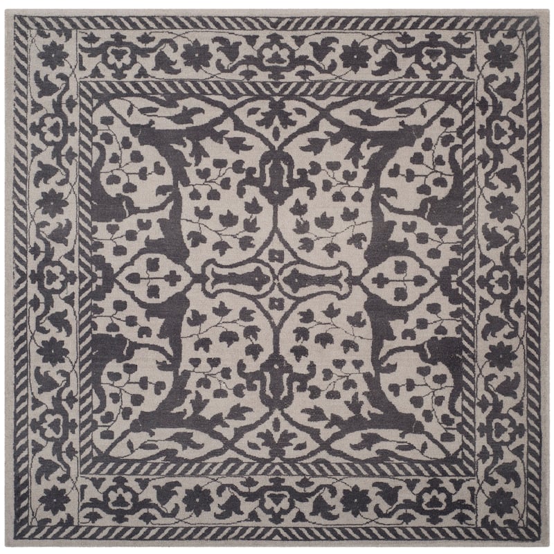 SAFAVIEH Handmade Restoration Vintage Boho Shianne Oriental Wool Rug - 6' Square - Silver/Grey