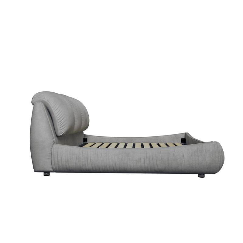Upholstered Platform Bed with Oversized Padded Backrest