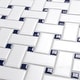 preview thumbnail 3 of 6, Merola Tile Metro Basketweave White w/ Glossy Cobalt Dot 11-3/4" x 11-3/4" Porcelain Mosaic Floor and Wall Tile