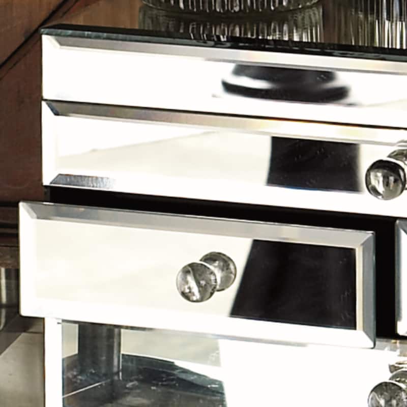 Glass Mirrored 4 Drawers Jewelry Box - Silver - Roche River Decor - 9"W x 11"L x 6"H