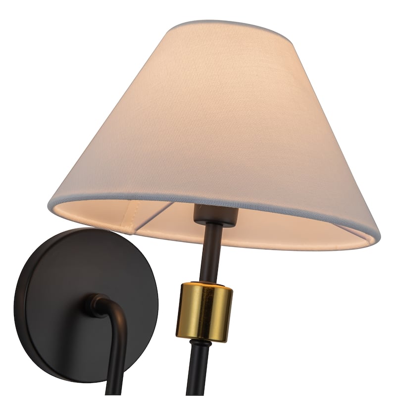 Artcraft Providence 1-Light Wall Sconce - Black with Brushed Brass Accent
