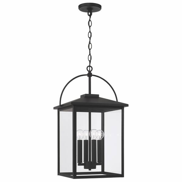 slide 2 of 4, Bryson 4-light Black Outdoor Hanging Pendant w/ Clear Glass