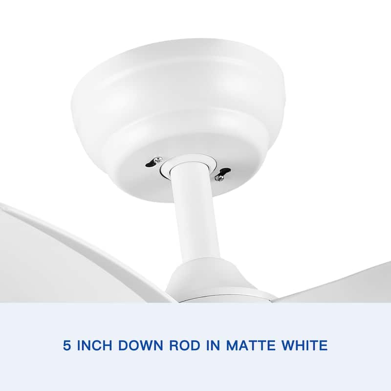 28 in LED Indoor Matte White Small Ceiling Fan With DC Motor, Remote Control