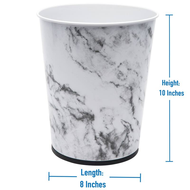 Bath Bliss 2 Pack Stainless Steel Trash Can in Marble - 8.07" Rd x 10" - 8.07" Rd x 10"