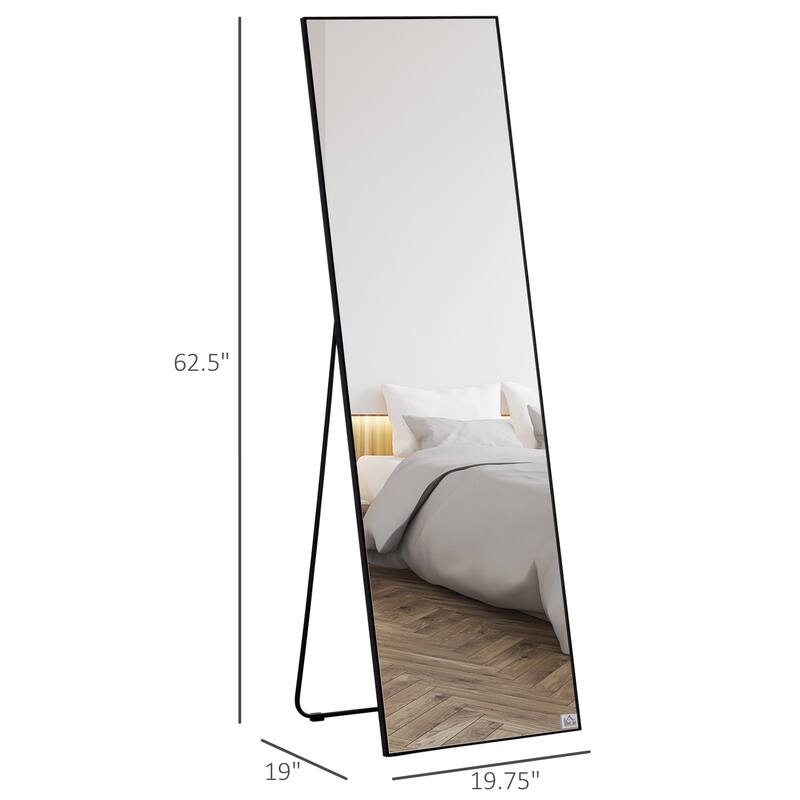 HOMCOM Full Length Dressing Mirror for Bedroom and Living Room, Black - 19.75"x19"x62.5"