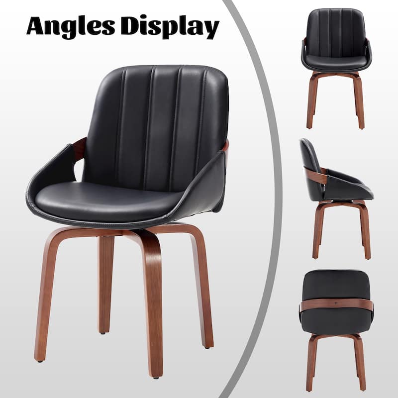 Upholstered Modern Faux Leather Swivel Dining Chairs Bentwood Side Chairs, Set of 2/4/6
