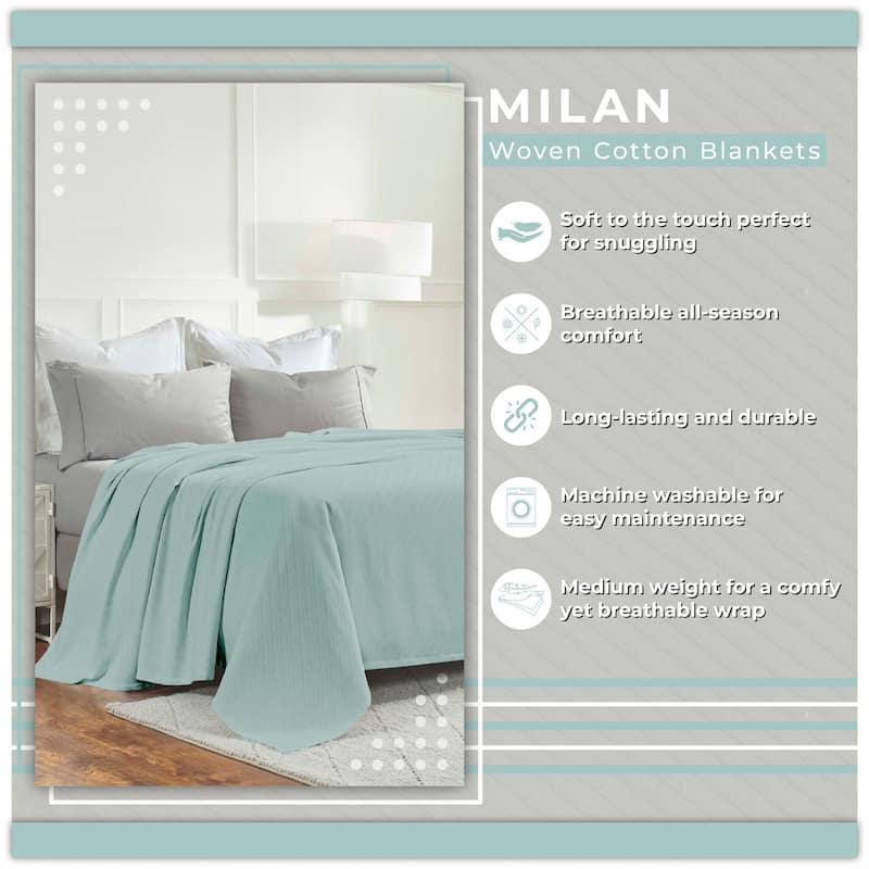 Superior Milan Cotton Textured Striped Lightweight Woven Blanket